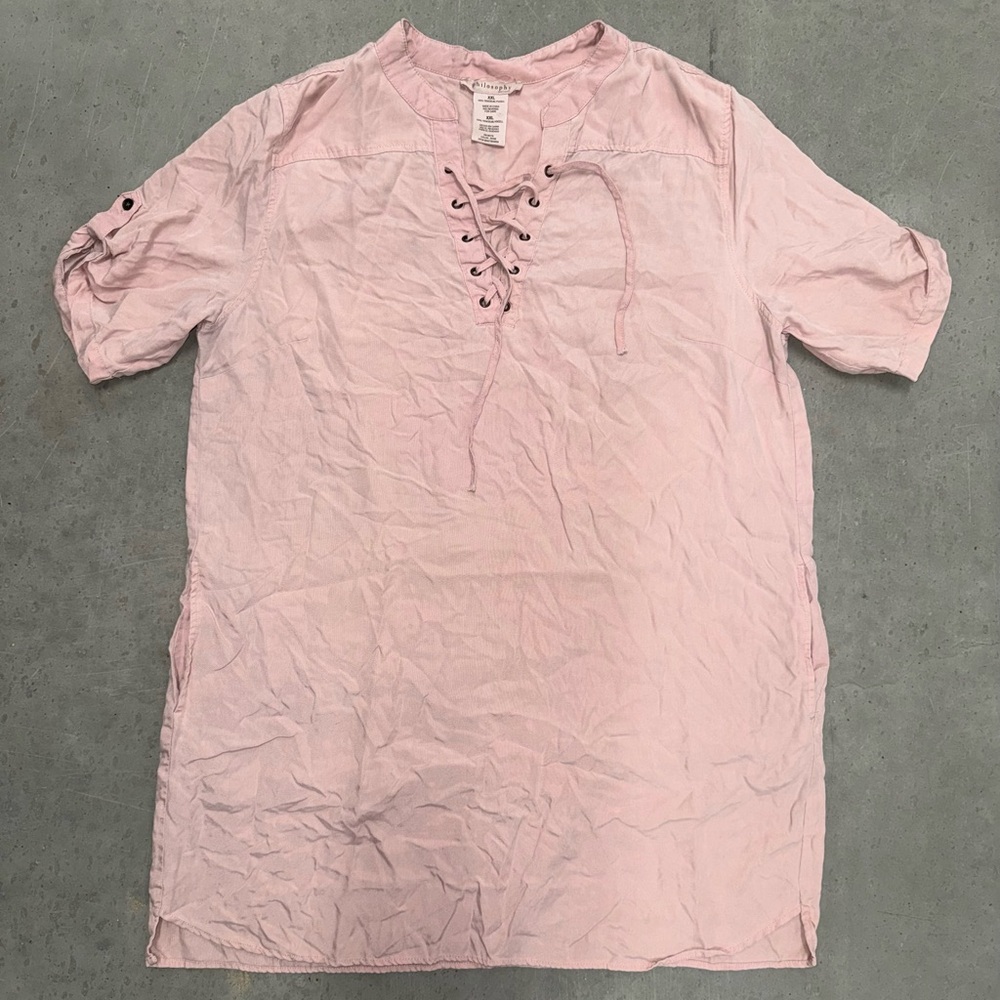 Philosophy‎ Pale Pink Lace-Up Tunic Top